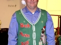 in a christmas vest